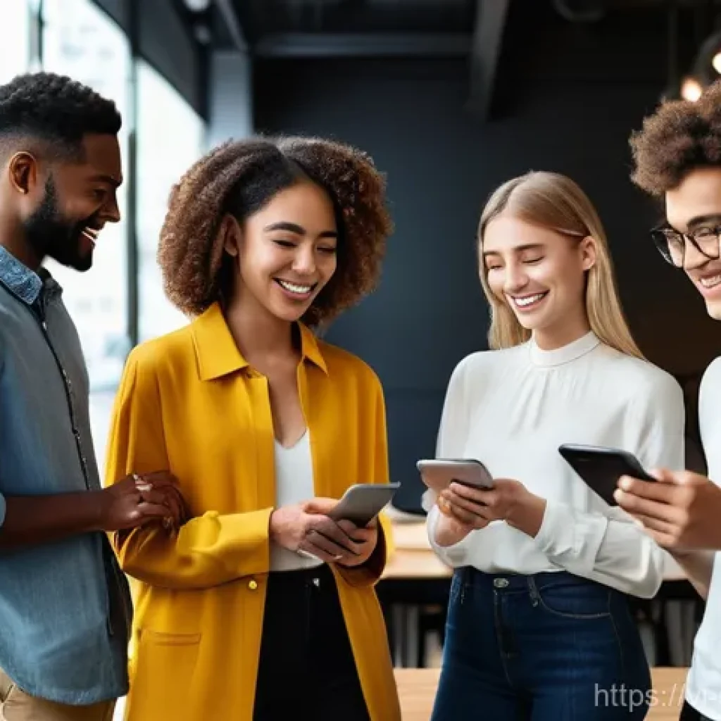 디지털 스토리의 결말 구성하기 - **Prompt:** A diverse group of young adults, including Gen Z and millennials, are gathered in a brig...