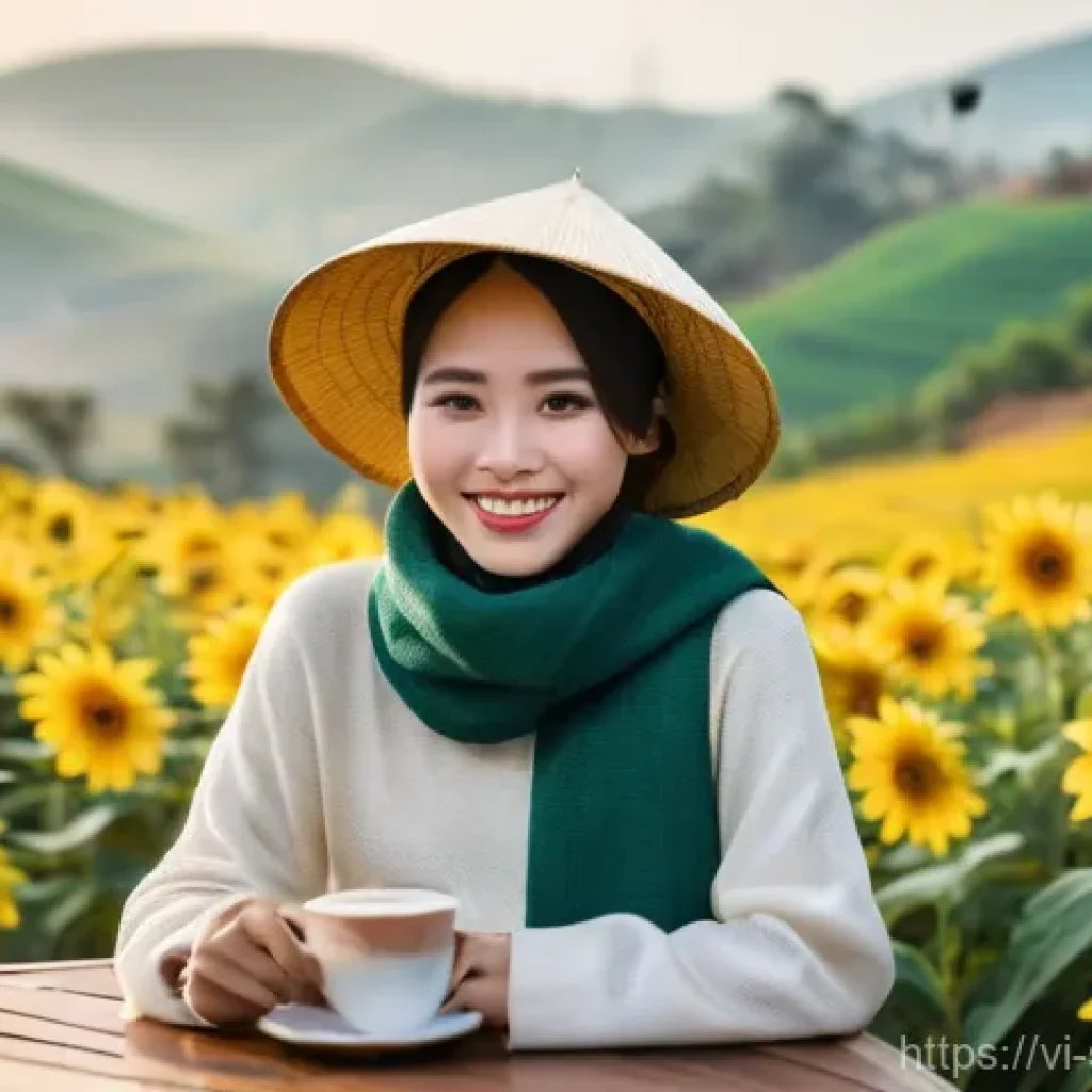 디지털 스토리에서의 상징적 요소 활용하기 - **Da Lat's Wild Beauty and Coffee Culture**
    "A stunning, realistic photo of a young Vietnamese w...