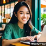 Home 15 디지털 스토리의 맥락과 의미 분석 - **Prompt:** A vibrant and engaging close-up of a young Vietnamese female content creator, aged late ...