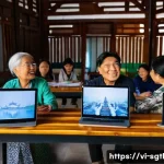 Home 20 디지털 스토리 구조화의 단계별 접근법 - A modern Vietnamese urban workspace scene featuring a young dynamic professional woman in smart casu...