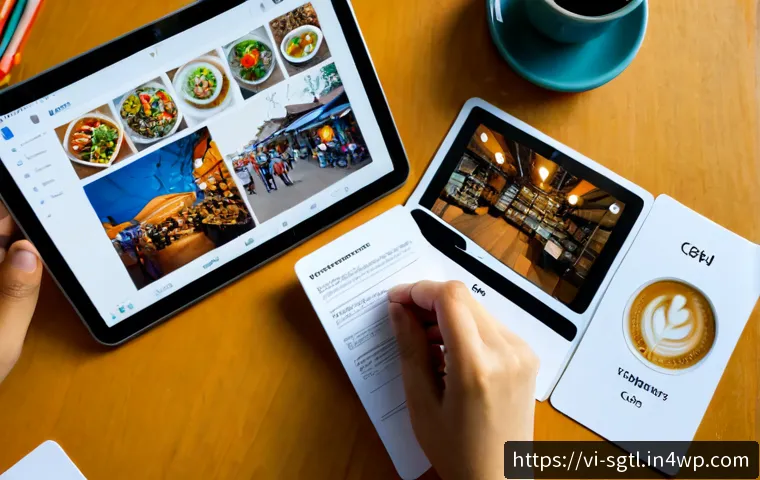 디지털 스토리텔링을 위한 주제 선정법 - Photorealistic overhead view of a Vietnamese digital storyteller planning content themes at a tidy w...