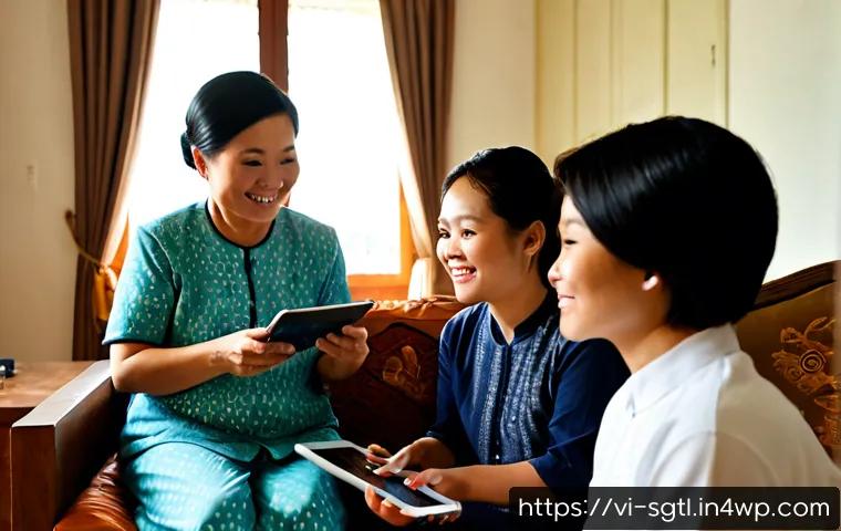 Home 17 디지털 스토리 구조화의 문화적 측면 - Photorealistic editorial scene of a Vietnamese family in a warm Hanoi living room, three generations...